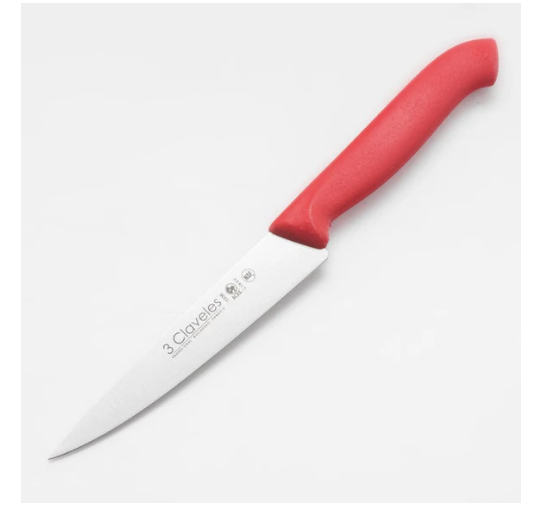 CUCHILLO TRES CLAVELES 10 CMS M/ROJO VERDURAS 1337