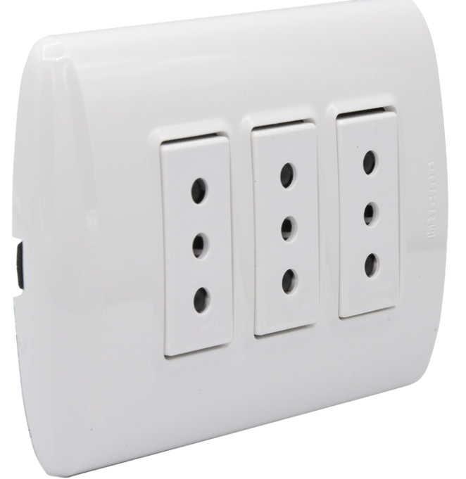 ENCH.TRIPLE 10A BCO/PLA EMB. MODUS BTICINO 1308BN