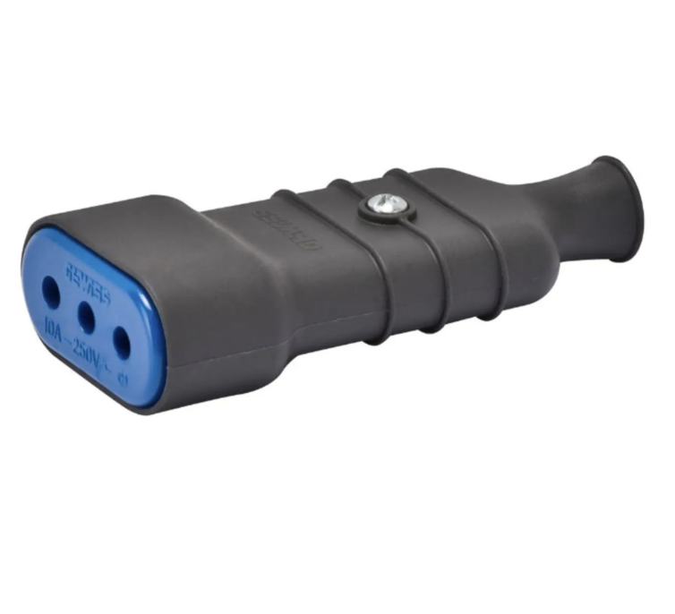 ENCHUFE HEMBRA VOLANTE 10A GEWISS GRIS-AZUL 28204