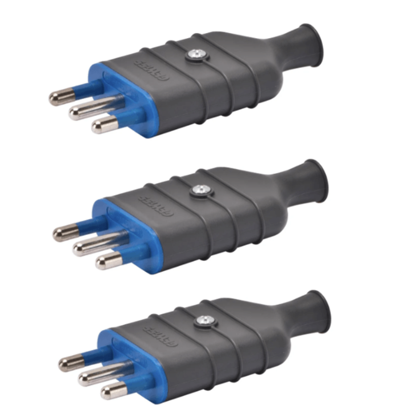 ENCHUFE MACHO 16A GEWISS GRIS-AZUL 28006