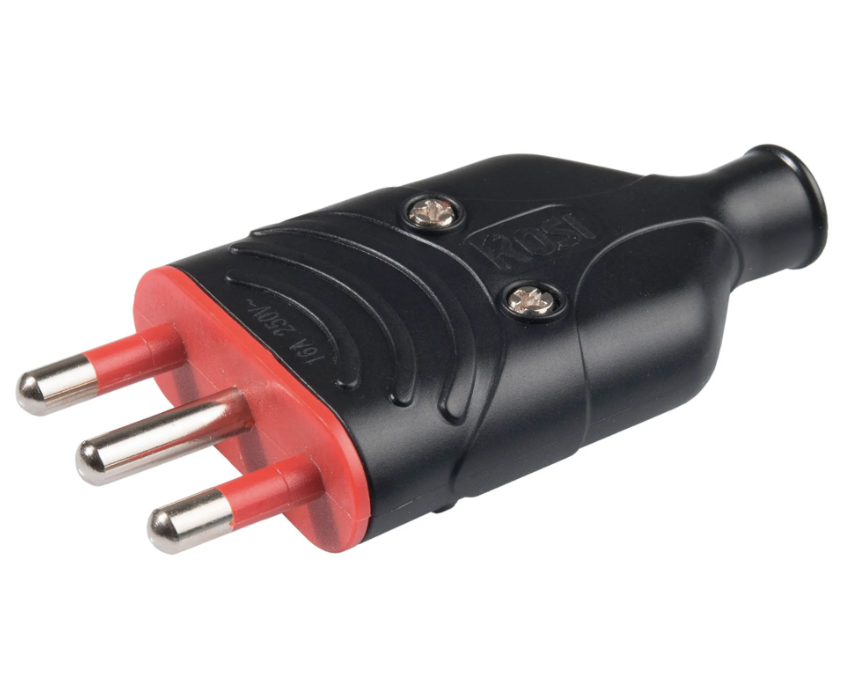 ENCHUFE MACHO 2P+T 16A ROSI NEGRO RS78007