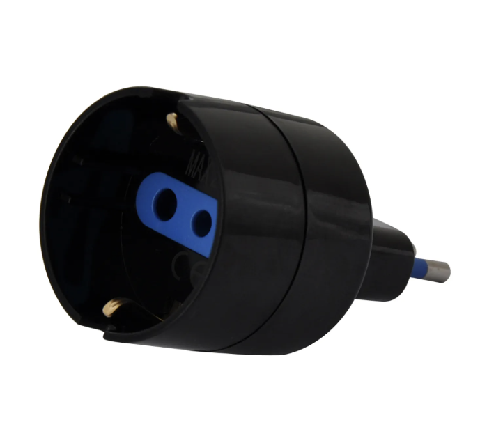 ENCHUFE MACHO ADAPTADOR SCHUKO 10A NEGRO