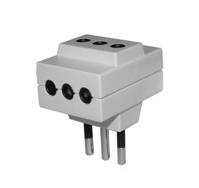 ENCHUFE MACHO TRIPLE 2P+T 10A NEGRO 0300MD0225 MEC