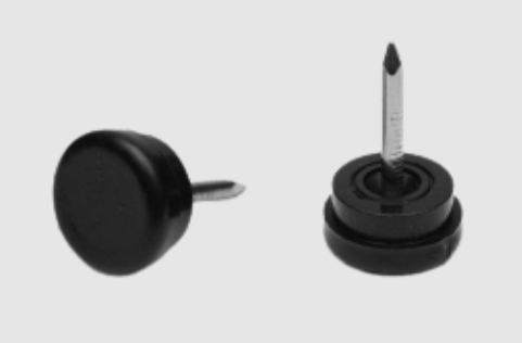 PATIN PLASTICO NEGRO BASE 26MM C/CLAVO