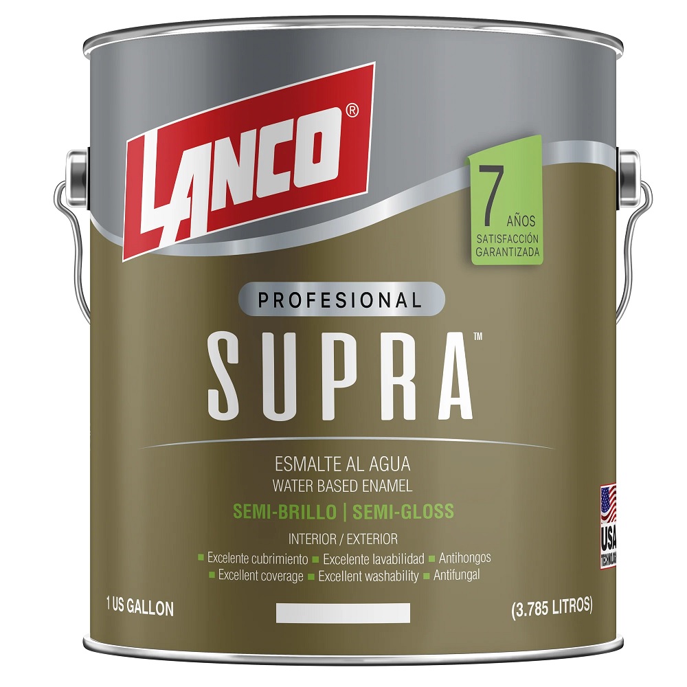 Esmalte al agua Supra Semibrillo Blanco 1GL Lanco