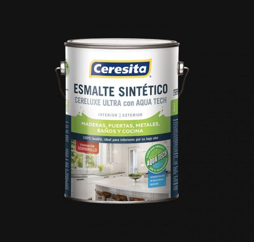 ESMALTE SINT.CERELUX ULTRA NEGRO 1/4 GL (AL AGUA)