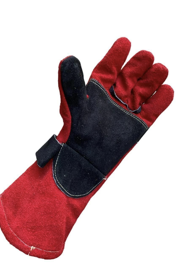 GUANTE DESCARNE SOLDADOR C/FORRO ROJO NEGRO