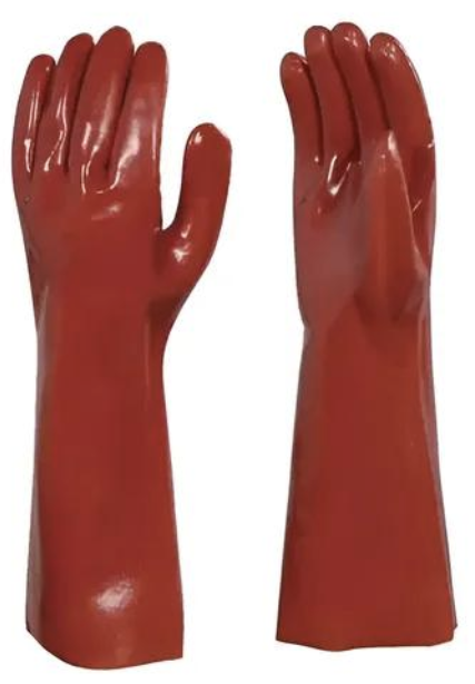 GUANTE GOMA ANTIACIDO ROJO PVC 18