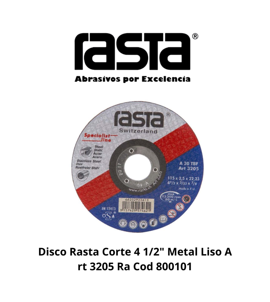 DISCO CORTE METAL 4.1/2" RASTA 3205/ LISO