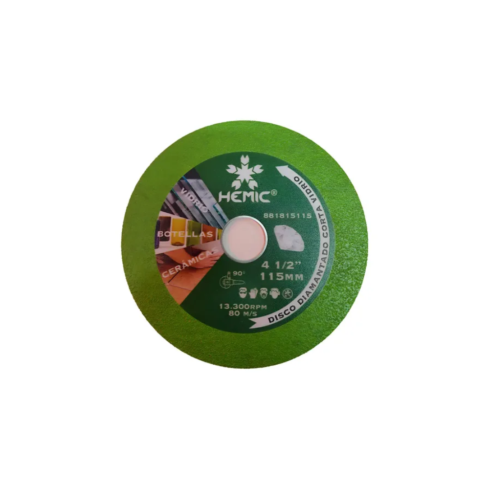 DISCO DIAMANTADO P/VIDRIO 4 1/2 HEMIC