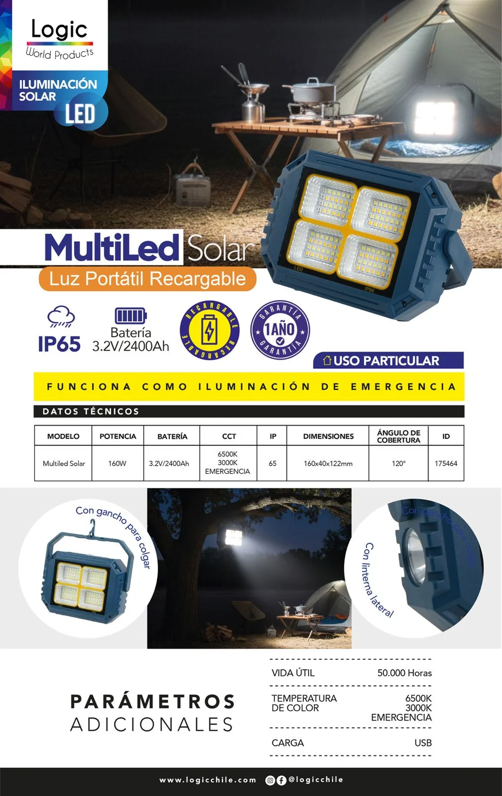 FOCO MULTILED SOLAR 160W 6500K COD 175464 LOGIC - Imagen 4